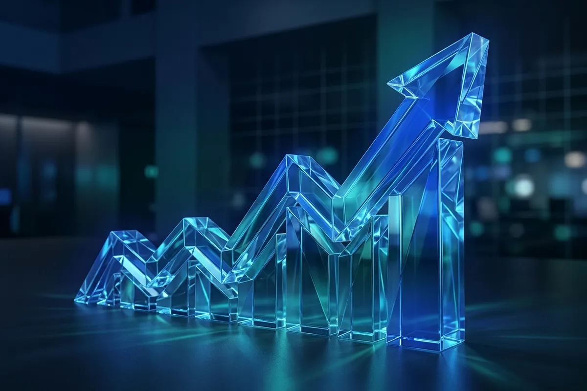 3D crystal financial growth curve